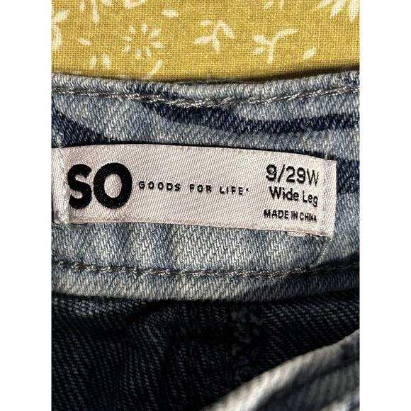 Swirl Print Wide Leg High Rise Jeans 9/29W Blue Denim - Picture 5 of 6